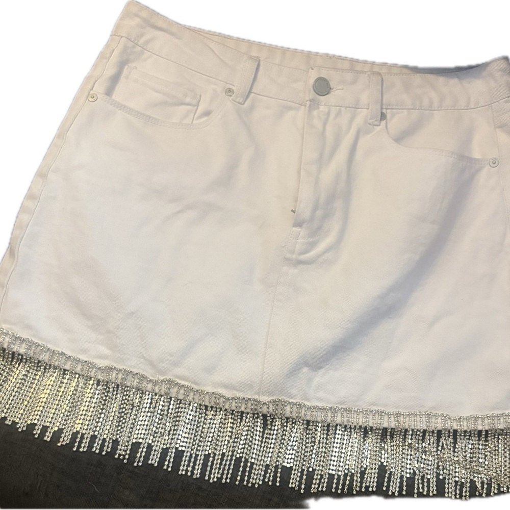 Blank NYC Cream Denim Skirt